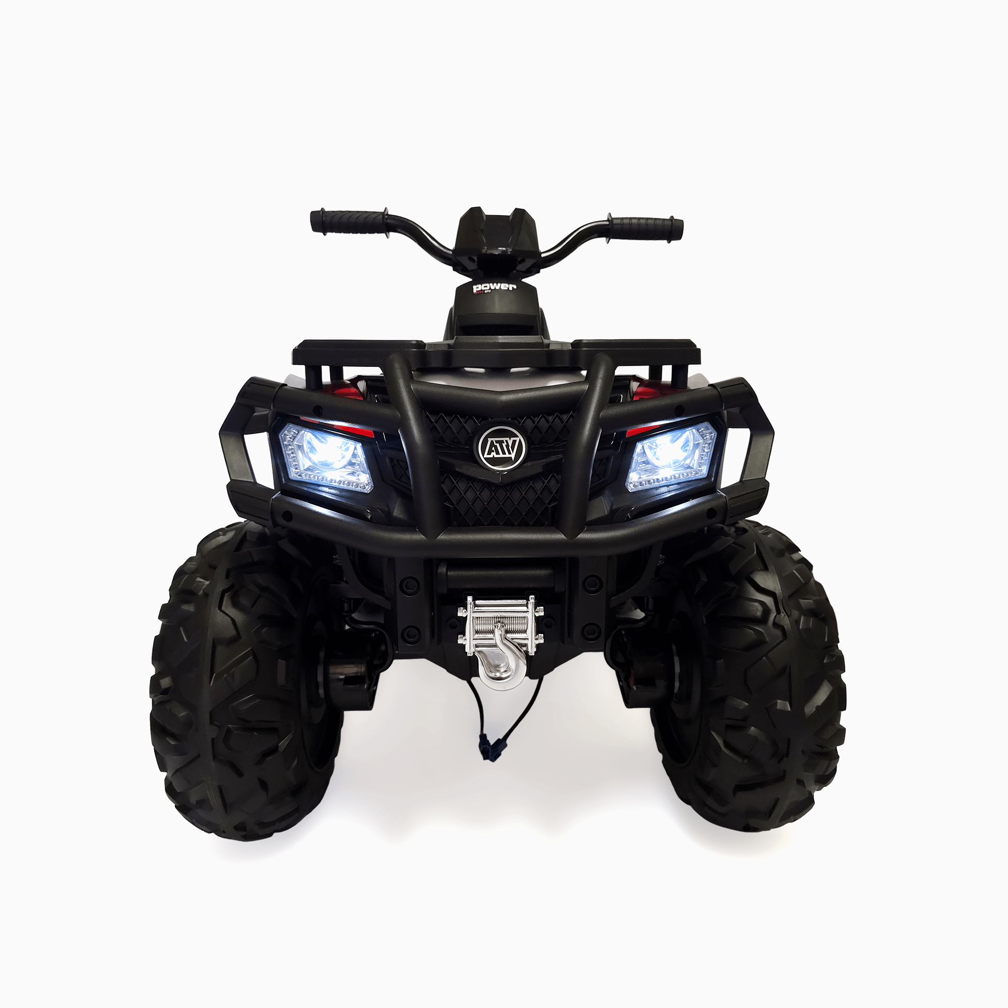 24V White Upgraded Titan Edition 4x4 Ride-On Quad ATV W/ EVA Rubber Wheels, Bluetooth Music & Lights