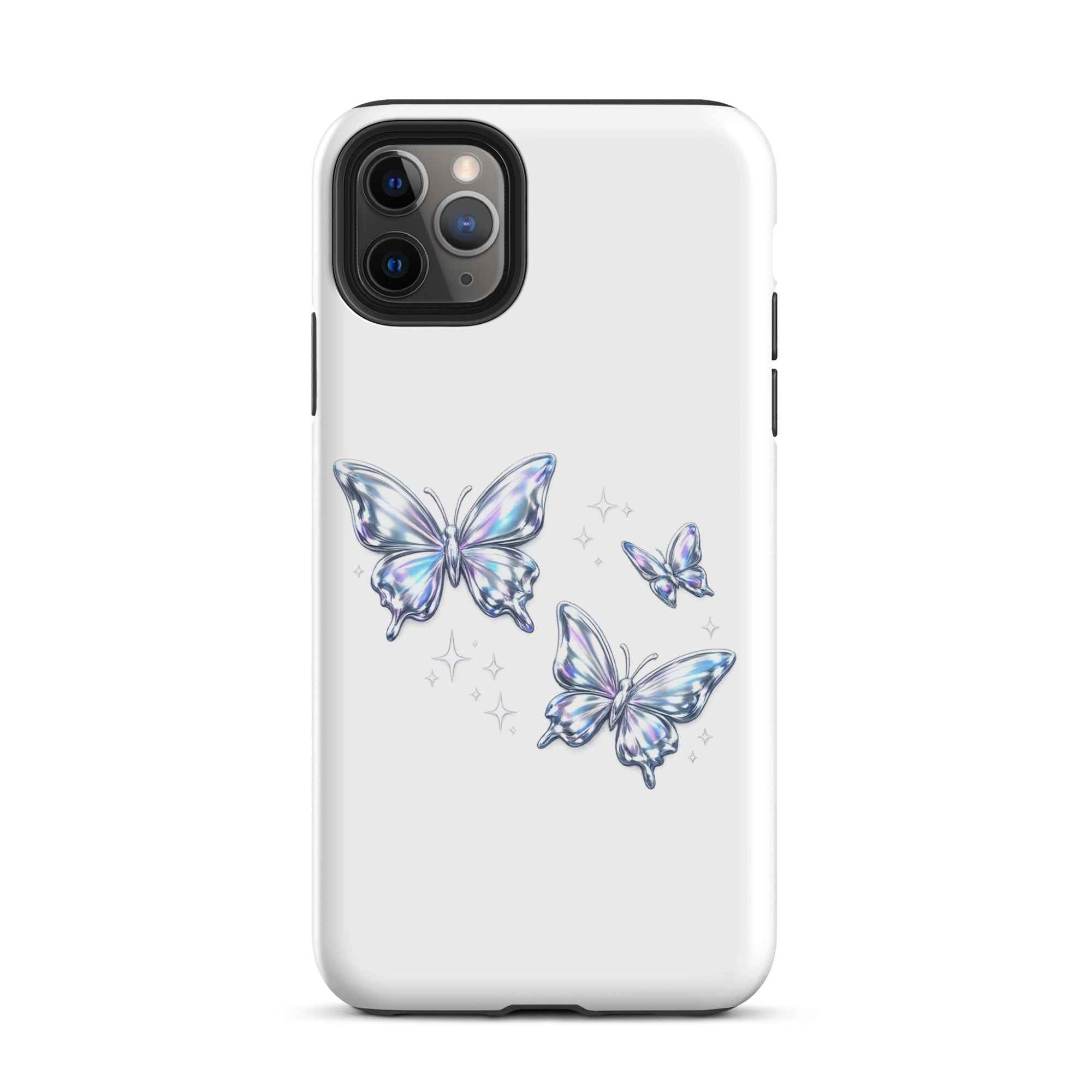 Tough Case for iPhone® with Chrome Butterflies Design - iPhone Tough Case Butterflies