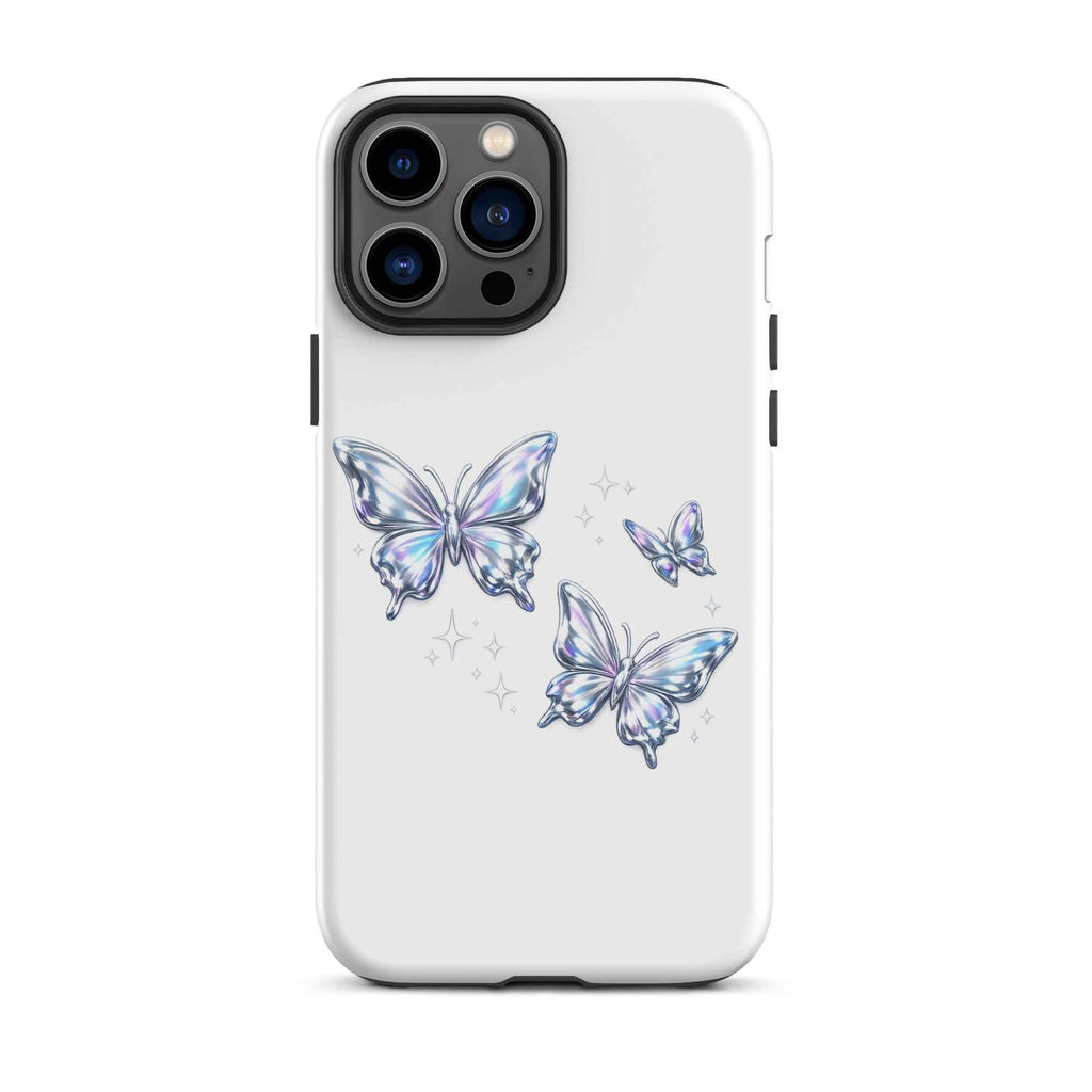 Tough Case for iPhone® with Chrome Butterflies Design - iPhone Tough Case Butterflies