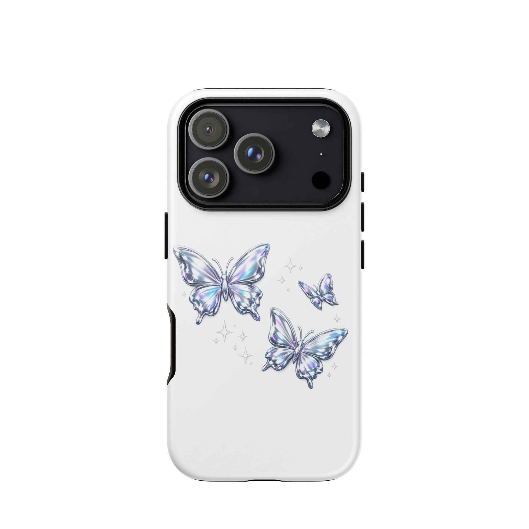 Tough Case for iPhone® with Chrome Butterflies Design - iPhone Tough Case Butterflies