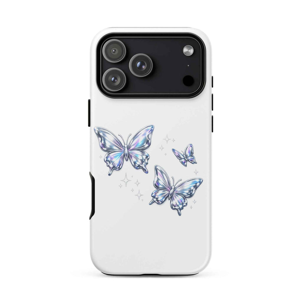 Tough Case for iPhone® with Chrome Butterflies Design - iPhone Tough Case Butterflies