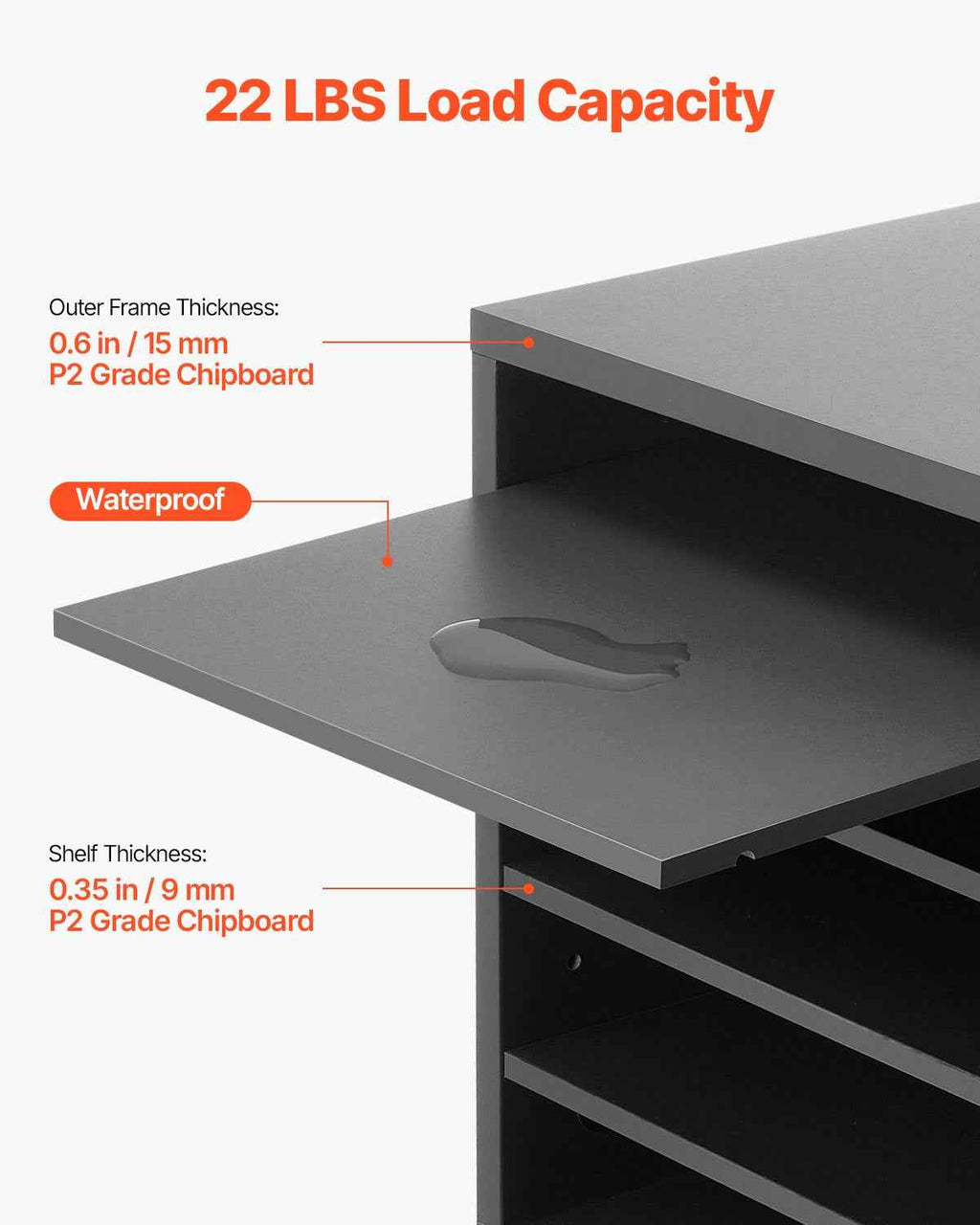 VEVOR Wooden Literature Organizer 5 Compartments with Adjustable Shelves Grey