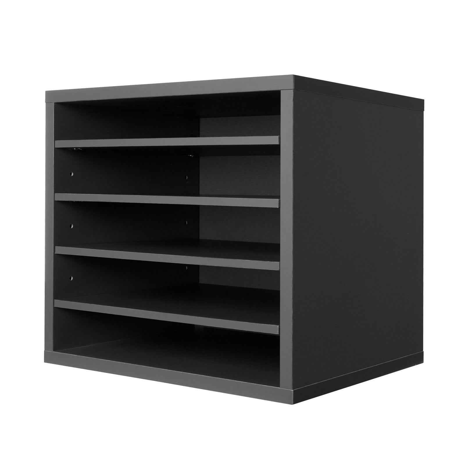 VEVOR Wooden Literature Organizer 5 Compartments with Adjustable Shelves Grey