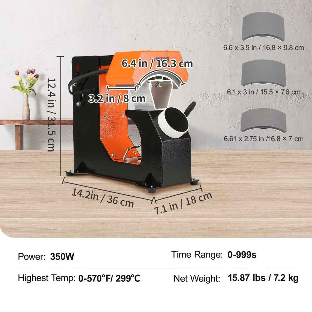 VEVOR Hat Heat Press Auto Cap Heat Press 3 Heating Pads Sublimation Transfer