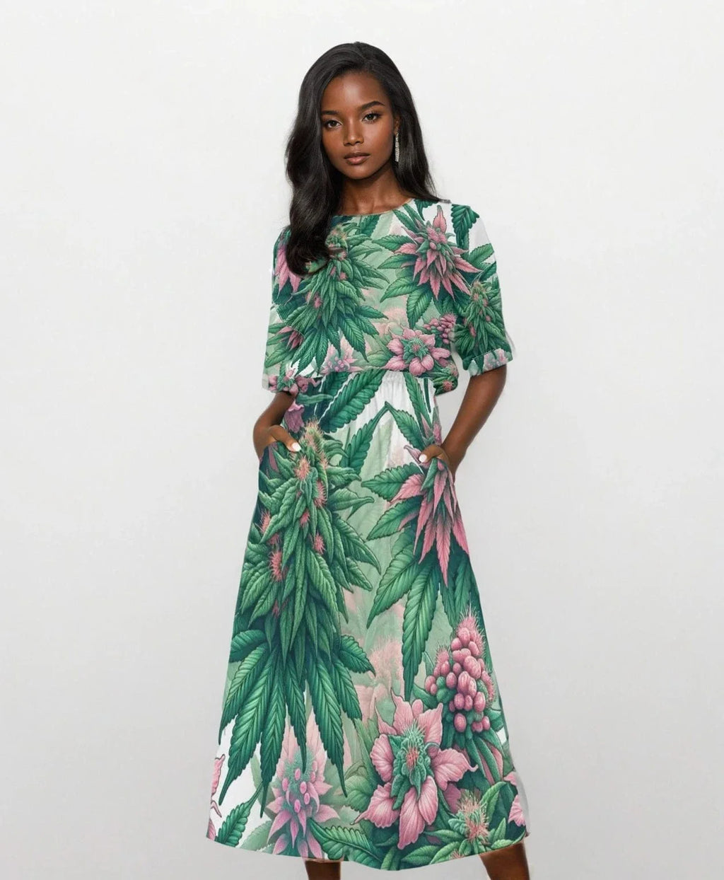 Pink Haze Dress with Pocket Waist for Effortless Style